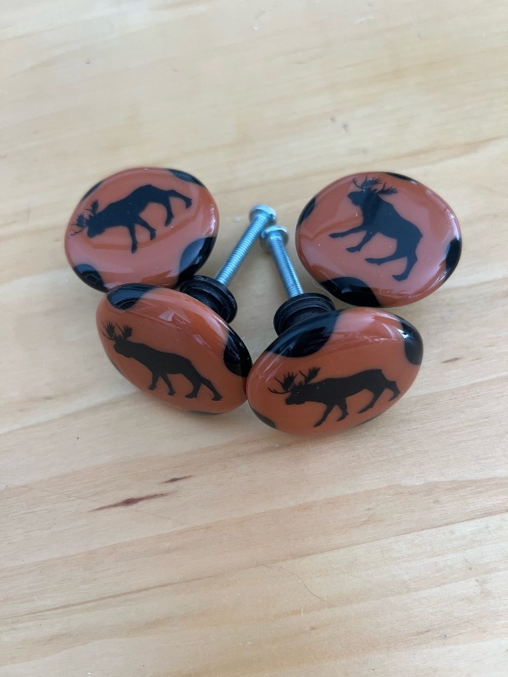 Moose Silhouette Ceramic Drawer Knobs - Orange and Black